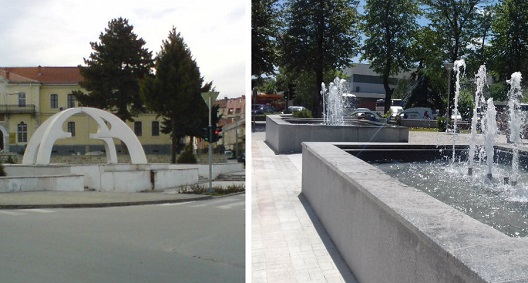 Битолската култна бела фонтана урната за паркче со две фонтанчиња